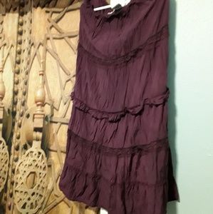 White Stag plum color broomstick boho maxi skirt